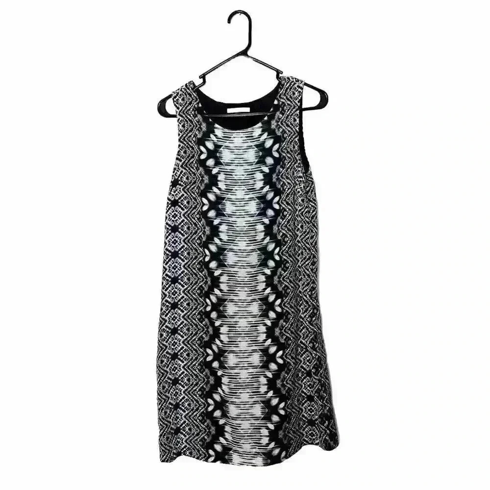 Tart Navy Blue Black White Shift Dress Size Small Abstract Work Dress